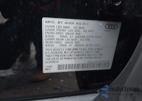 2018 Audi Q7 3.0T Premium from USA, damaged, VIN WA1LAAF79JD014312